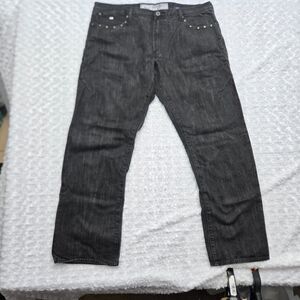 Akoo Jeans Mens 40x32 Size 40 Black Embroidered